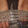 GOLD IDEA JEWELRY 10MM HIP HOP Classic 14K /White Gold Plated Iced Out Cuban Link Chain Prong Setting Cubic Zirconia Miami Cuban Link Choker necklace/Bracelet for men women