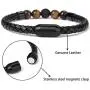 Ckysee 7 Chakra Lava Rock Bracelet Healing Balancing Genuine Leather Bracelets with Magnetic Clasp Tiger Eye Agate Howlite for Men Ckysee 7 Chakra Lava Rock Bracelet Healing Balancing Genuine Leather Bracelets with Magnetic Clasp Tiger Eye Agate Howlite for Men