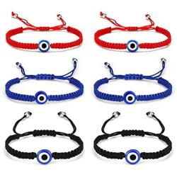 6Pcs Evil Eye Stretch Bracelet Set Turkey Eyes Bead String Bracelets Amulet for Women Girls Men Protection Jewelry Lucky Gift