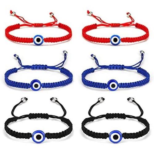 6Pcs Evil Eye Stretch Bracelet Set Turkey Eyes Bead String Bracelets Amulet for Women Girls Men Protection Jewelry Lucky Gift