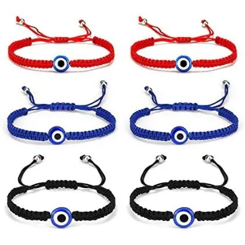 6Pcs Evil Eye Stretch Bracelet Set Turkey Eyes Bead String Bracelets Amulet for Women Girls Men Protection Jewelry Lucky Gift