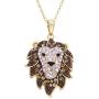 CRYSTALOGY Women’s Jewelry, Sterling Silver Swarovski Crystal Lion Head Animal Leo The Lion Pendant Necklace, 18” Chain