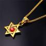 U7 Star of David Necklace Men Women Stainless Steel/18K Gold Plated Rope Chain Jewish Megan Star Pendant Israel Necklaces, Vintage Symbol/Ruby Stone/Cross Design, Length 22 Inch