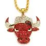 CANNE Hip Hop Bull Head Necklace 18K Gold Jewelry Tauren Plated Lab Simulation Diamond Ice Out Chain Mens Rap Street Costume Hemp Chain Necklace 30 Inch.