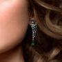 Santuzza Panther Drop Earrings 925 Sterling Silver Black Plating Green Spinel Leopard Jewelry for Women