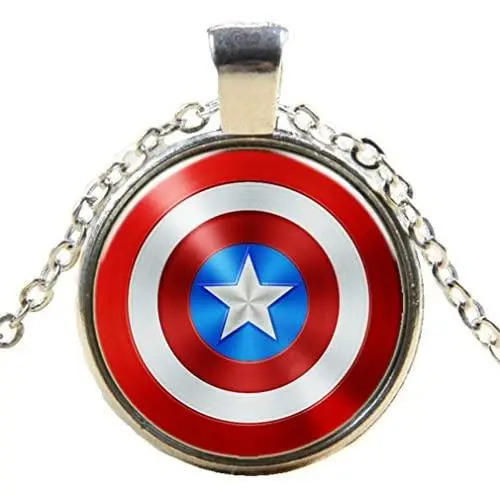Murano Glass Captain America Pendant with 18'' Necklace Murano Glass Captain America Pendant with 18'' Necklace
