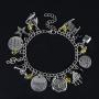 Finduat 50 Pcs Broadway Hamilton Musical Sticker, 2 Pcs Not Throwing Away My Shot Necklace and Broadway Hamilton Musical Theme Charm Bracelet Necklace Set for Teen Girls Jewelry