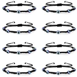 Florideco 8PCS Evil Eye Bracelet Anklet Protection Luck Braided String Kabbalah Bracelet Handmade Rope Cord Thread Friendship Bracelet