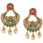 Efulgenz Indian Bollywood 14K Gold Plated Traditional Wedding Crystal Pearl Tassel Chandelier Chandbali Earrings Jewelry Set
