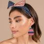fzbali July 4th Women Faux Leather Teardrop Earrings American Flag Patriotic USA Jewelry Accessory