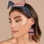 fzbali July 4th Women Faux Leather Teardrop Earrings American Flag Patriotic USA Jewelry Accessory