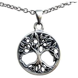 Norse Viking Jewelry Celtic Yggdrasil Tree of life Bonsai Pagan silver pewter Mens pendant necklace charm Protection Amulet for men women boys girls Unisex