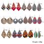 12 Pairs Wood Geometry Round African Women Earrings Retro Wooden Painted Earrings Ethnic Style Earring