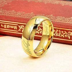 BOMSI The One Ring Lord The Rings Style Tungsten Ring Gold Color Lord Rings Laser Etched