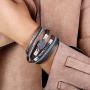 FANCY SHINY Leather Wrap Bracelet Boho Cuff Bracelets Crystal Bead Bracelet with Magnetic Clasp Jewelry Gifts for Women Teen Girls
