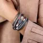 FANCY SHINY Leather Wrap Bracelet Boho Cuff Bracelets Crystal Bead Bracelet with Magnetic Clasp Jewelry Gifts for Women Teen Girls