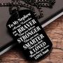 FAINOL Nephew Gifts from Aunt and Uncle - to Our Nephew, Always Remember You’re Braver Than You Believe. Black Dog Tag Necklace