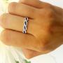 10K Gold Blue Sapphire & White Diamond Bridal Swirl Stackable Anniversary Wedding Band