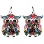 WEVENI Enamel Alloy Cartoon Owl Bird Earrings Dangle Drop Jewelry For Women Girls Ladies Charm Gift