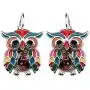 WEVENI Enamel Alloy Cartoon Owl Bird Earrings Dangle Drop Jewelry For Women Girls Ladies Charm Gift