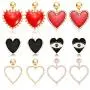 TIKCOOL Heart Earrings for Women Girls Enamel Red Heart Dangle Drop Earrings Bulk Romantic Rhinestone Pearl Valentines Day Earrings Bridal Wedding Jewelry Accessories