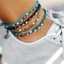 kelistom Waterproof Handmade Anklet Set for Women Bohemian Braided String Rope Bead Chain Ankle Bracelet Hawaii Adjustable Beach Foot Jewelry