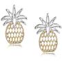 Cute Fruit Brushed Hollow Pineapple Womens Jewelry Two-Tone Elegant Pineapple Earrings Unique Design Mini Boutique Earrings Gift Party Ball Jewelry