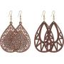 BAOKELAN Gifts for Women Girls Personalized Geometric Pendant Wooden Earrings Jewelry Set