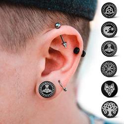 FaithHeart Viking Runes Black Stud Earrings Men Women Studs Set Jewelry 2-12 MM with Brand Packaging 6 Pairs