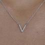 ZLXPRO V Necklace Chevron Pendant CZ Sterling Silver Choker Initial Jewelry Gift for Women Girls 16''+2''