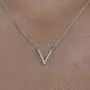 ZLXPRO V Necklace Chevron Pendant CZ Sterling Silver Choker Initial Jewelry Gift for Women Girls 16''+2''