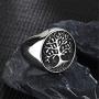 IFUAQZ Mens Stainless Steel Vintage Gold Plated Tree of Life Ring Signet Biker Band Round Top