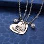 MIXJOY Sister Necklace for 2 Big Sis Little Sis Heart Pendant Necklace Set Stainless Steel