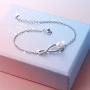 S925 Sterling Silver snowflake Infinity Cross Adjustable Link Bangle Bracelet for Women