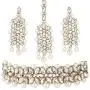 Aheli Faux Stone Studded Wedding Party Wear Bridal Choker Necklace with Maang Tikka Set Indian Traditional Fashion Jewelry for Women