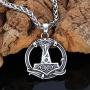 GuoShuang Viking Men Mjolnir Thor Hammer Raven Rune Stainless Steel Necklace with Valknut Gift Bag Nordic Jewelry