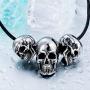 PAMTIER Mens Stainless Steel Gothic Biker Skull Pendant Necklace DIY Jewelry
