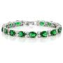 Gem Stone King 40.00 Ct Oval & Round Green Color Cubic Zirconias CZ Tennis Bracelet 7 Inch