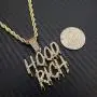 BLINGFACTORY Iced Hip Hop Gold PT Hood Rich Drip Pendant & 24'' Rope Chain Fashion Necklace BLINGFACTORY Iced Hip Hop Gold PT Hood Rich Drip Pendant & 24'' Rope Chain Fashion Necklace