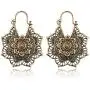 Vintage Mandala Flower Drop Dangle Earring for Women Girl Tribal Hollow Floral Pendant Earrings (Gold)