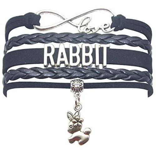 HHHbeauty Bunny Rabbit Bracelet Jewelry Leather Infinity Love Rabbit Gifts Rabbit Jewelry Bracelet Gifts for Women, Girls, Men, Boys, Rabbit Lover, Rabbit Owner Rabbit Themed Gifts