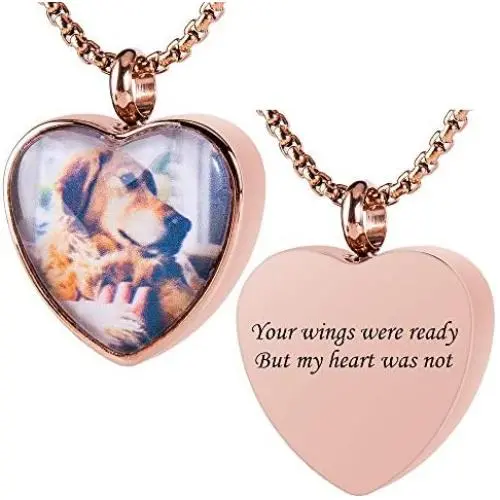 Fanery Sue Personalized Photo Cremation Urn Necklace for Ashes Custom Engraving Heart Pendant Memorial Keepsake Jewelry with Filling Tool Fanery Sue Personalized Photo Cremation Urn Necklace for Ashes Custom Engraving Heart Pendant Memorial Keepsake Jewelry with Filling Tool