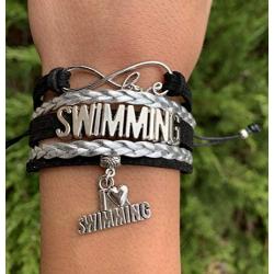 Girls Swim Charm Bracelet- Infinity Swimming Bracelet- Swim Jewelry, Gift for Swimmers
