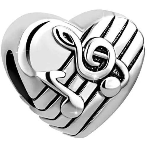 LuckyJewelry Charms Love Music Note Charm Beads for Charm Bracelets
