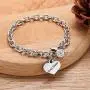 IEFSHINY Charm Bracelets for Women Girls, Heart Chain Bracelet with Charm Gifts for Mom Aunt Daughter Soul Sister BFF Bride Bridesmaid Flower Girl Grandma Happy Anniversary Niece Nurse Teacher Nana