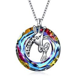 TOUPOP Giraffe Pendant Necklace with Girl s925 Sterling Silver Gifts for Women Teen girls Daughter Keep Me in Your Heart with Volcano Circle Crystal Jewelry Christmas Birthday Gifts Mothers Day gifts for her