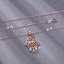 EUDORA Sterling Silver Hamsa Necklace Good Luck Vintage Fatima Hand Evil Eye Pendant, 18'' Chain (Rose Gold)