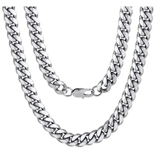 ChainsPro Men Chunky Miami Cuban Chain Necklace, Custom Available, 6/9/14mm Width, 18/20/22/24/26/28/30inch Length, Gold Plated/Stainless Steel/Black-with Gift Box ChainsPro Men Chunky Miami Cuban Chain Necklace, Custom Available, 6/9/14mm Width, 18/20/22/24/26/28/30inch Length, Gold Plated/Stainless Steel/Black-with Gift Box