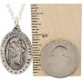 All Patron Saints Antiqued St Christopher Medal Necklace – Solid Sterling Silver Oval Medallion and Chain – Personalized Engraving – Gift Box
