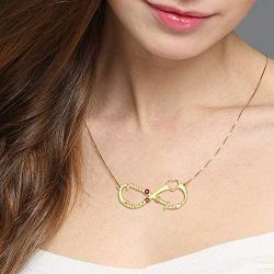 U7 Name Necklace Personalized Eternal Love Jewelry Custom Choker 925 Sterling Silver Infinity Necklace with 1-4 Names Birthstones of Family Friend